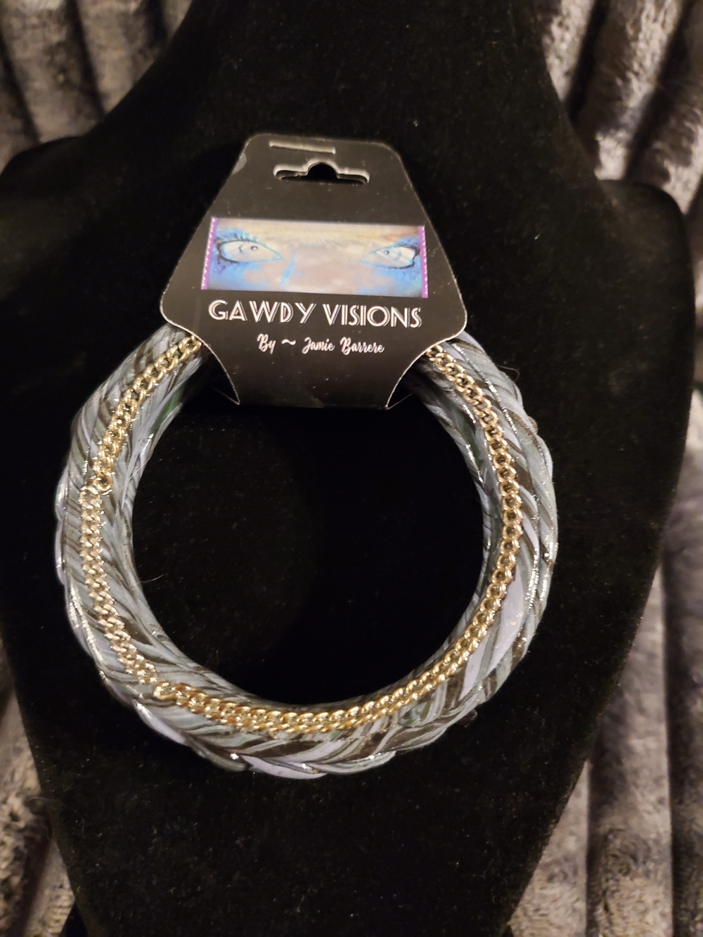Handcrafted Braided Bangle with Gold Chain Accent